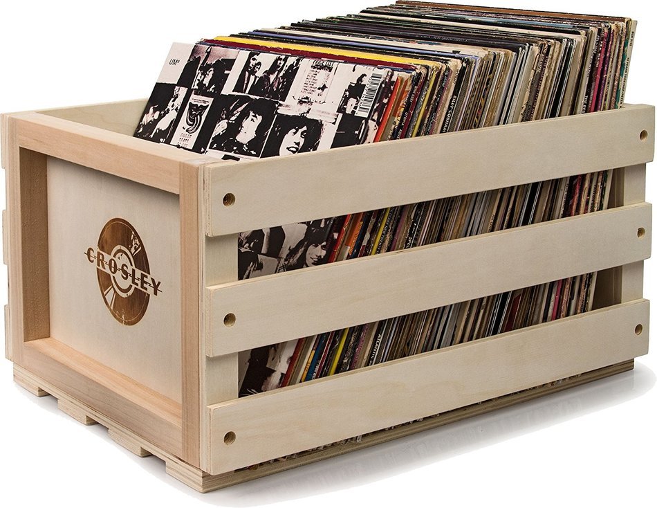 Crosley AC1004A-NA Record Storage Crate Holds up to 75 Albums, Natural