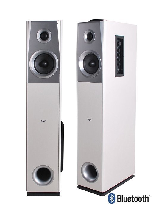 Visonik White Floorstanding Powered Home Bluetooth Tower Speakers (Pair)