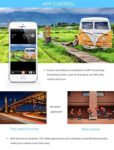 Mini Action Camera WIFI HD 1080P 8MP Sports Camera with 145&deg; Wide Angle Lens + 2.4G Remote Controller + Magnetic... N3