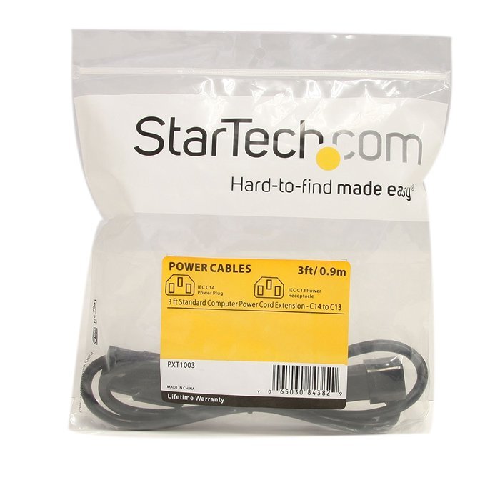 StarTech.com PXT100143 3 Feet 14AWG - C14 to C13 PDU Style Computer Power Extension Cable N7