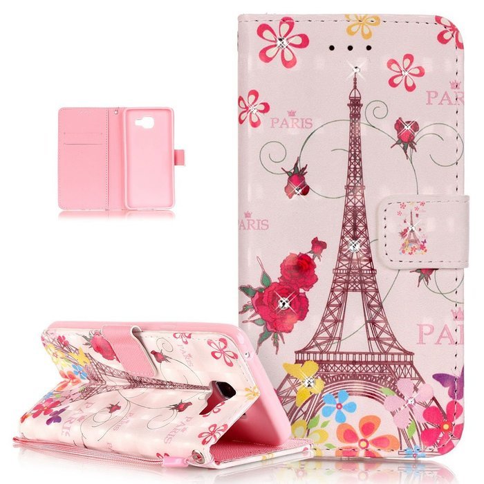 Galaxy A5 2016 Case,ikasus Shiny Glitter Diamond Colorful Art Painting PU Leather Flip Wallet Pouch Stand Credit... N4