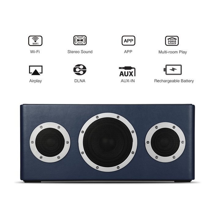 [Apple MFI Certified] GGMM M4 Leather Wireless Wi-Fi/Bluetooth/Multi-Room Play Speaker w/Rechargeable Battery... N30