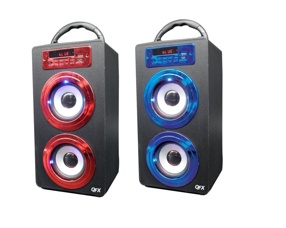 QFX BT-140 Rechargeable Speaker w/Bluetooth/FM/USB/SD/AUX In/Remote - BLUE N2
