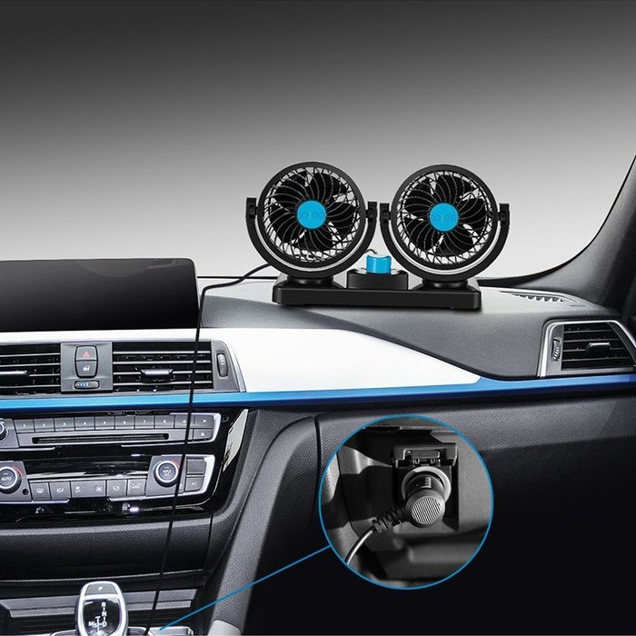 JOJOO 12V Single Swivel Head Car Auto Cooling Air Fan Rotatable Powerful 2 Speed Auto Quiet Ventilation with Kids... N15