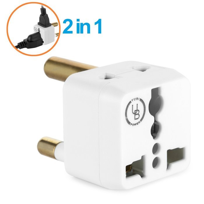 Yubi Power 2 in 1 Universal Travel Adapter with 2 Universal Outlets - Built in Surge Protector - 5 Pack - Black... N17
