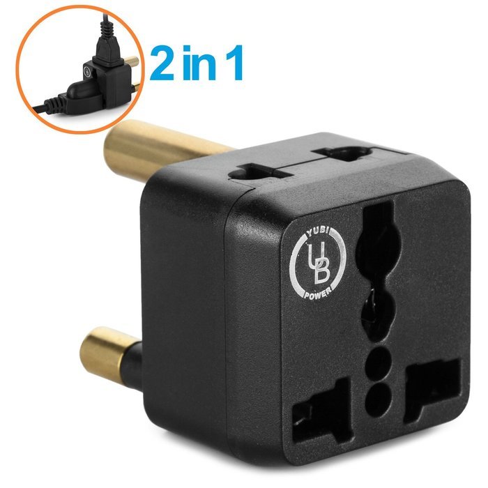Yubi Power 2 in 1 Universal Travel Adapter with 2 Universal Outlets - Built in Surge Protector - 5 Pack - Black... N19