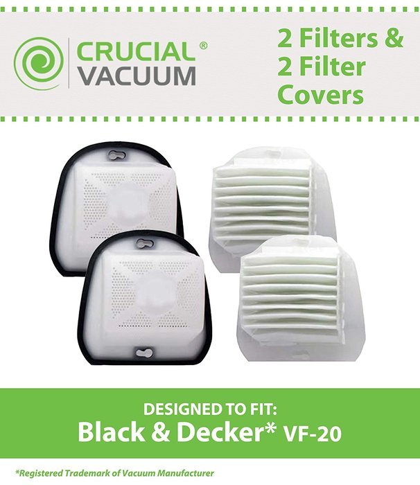 2 Black & Decker VF20 WASHABLE, REUSABLE VF20 DustBuster Filter Plus Cover; Compare With Black & Decker Vacuum...