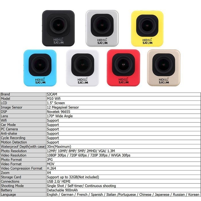 SJCAM M10 WiFi Mini Cube 1.5" Full HD Sports Action Camera Waterproof Camcorder Car DVR N5