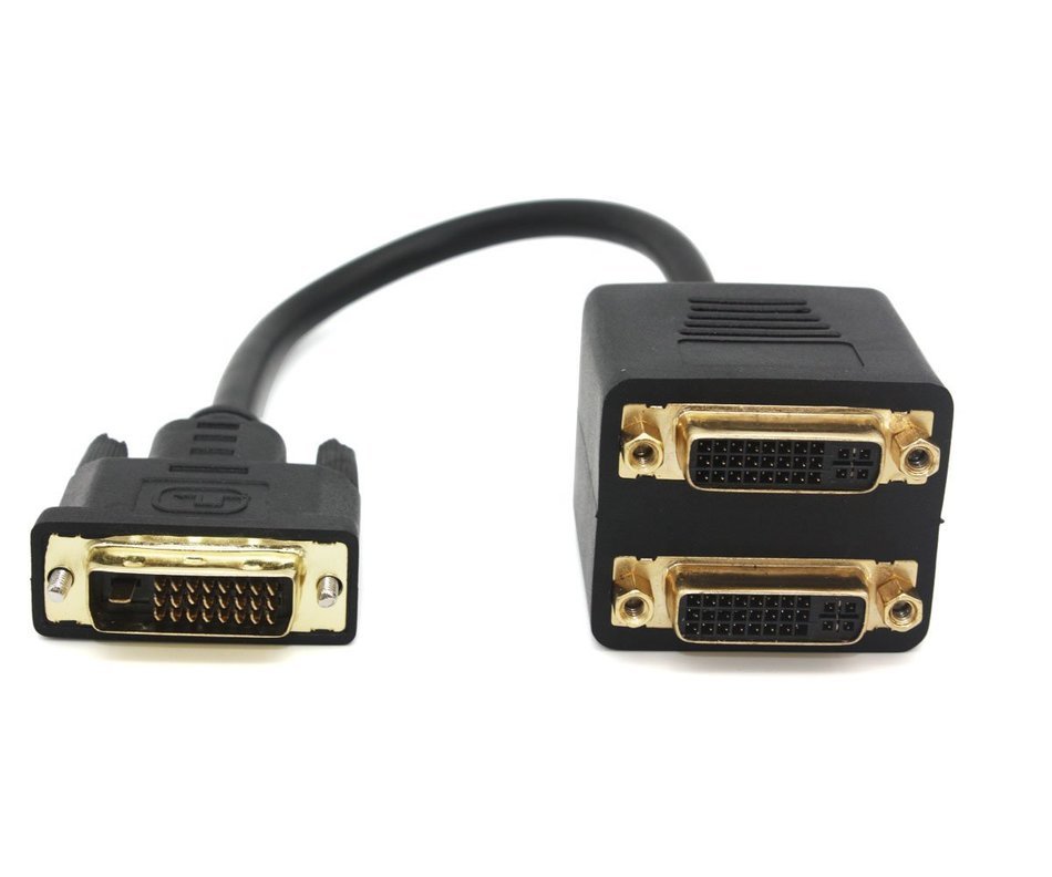 DVI Splitter Cable, DVI-I Male to 2 DVI-I Female Converter Adapter Cable, 24+1 Male to Dual 24+5 Female N3