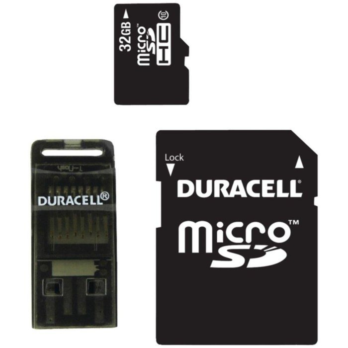 DURACELL DU-3in1C1032G-R Class 10 microSD(TM) Card with SD(TM) & USB Adapters (32GB) consumer electronics
