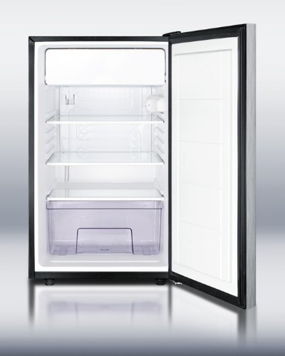 Summit CM421BL7SSHH: Commercially listed 20" wide counter height refrigerator-freezer with a lock, stainless steel...
