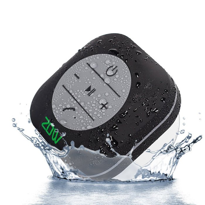 ZDW BTS-08 Bluetooth Waterproof Shower Speakers with Suction Cup, Black N4