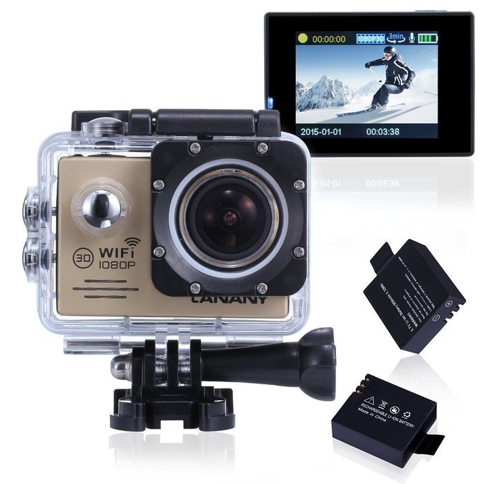 Sport Camera, Canany Wifi Action Camera 1080P HD 12MP 2.0Inch Bundle With 2 Batteries and FREE Accessories Kits... N12
