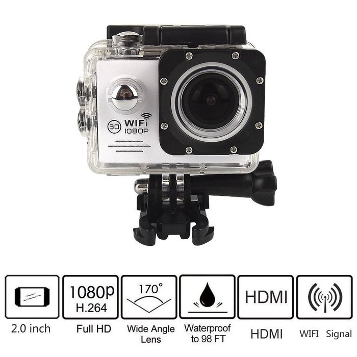 Sport Camera, Canany Wifi Action Camera 1080P HD 12MP 2.0Inch Bundle With 2 Batteries and FREE Accessories Kits... N18
