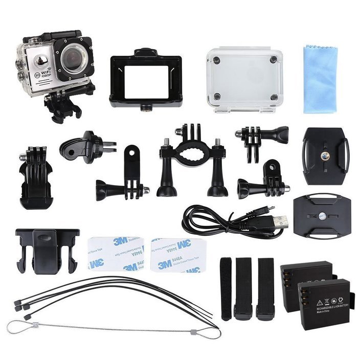 Sport Camera, Canany Wifi Action Camera 1080P HD 12MP 2.0Inch Bundle With 2 Batteries and FREE Accessories Kits... N19