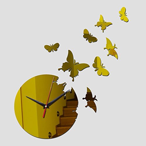 EverTrust(TM) direct selling Acrylic Quartz wall watch the butterfly mirror clocks 3d Modern home decoration diy... N4