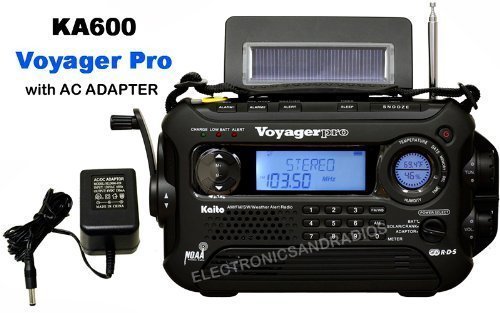 KA600 BLACK Solar/Crank AM/FM/SW NOAA Weather Radio, BONUS AC adapter/charger, 5-LED reading lamp, 3-LED flashlight...