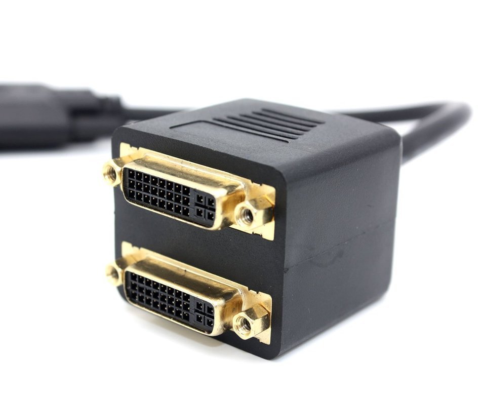DVI Splitter Cable, DVI-I Male to 2 DVI-I Female Converter Adapter Cable, 24+1 Male to Dual 24+5 Female N4