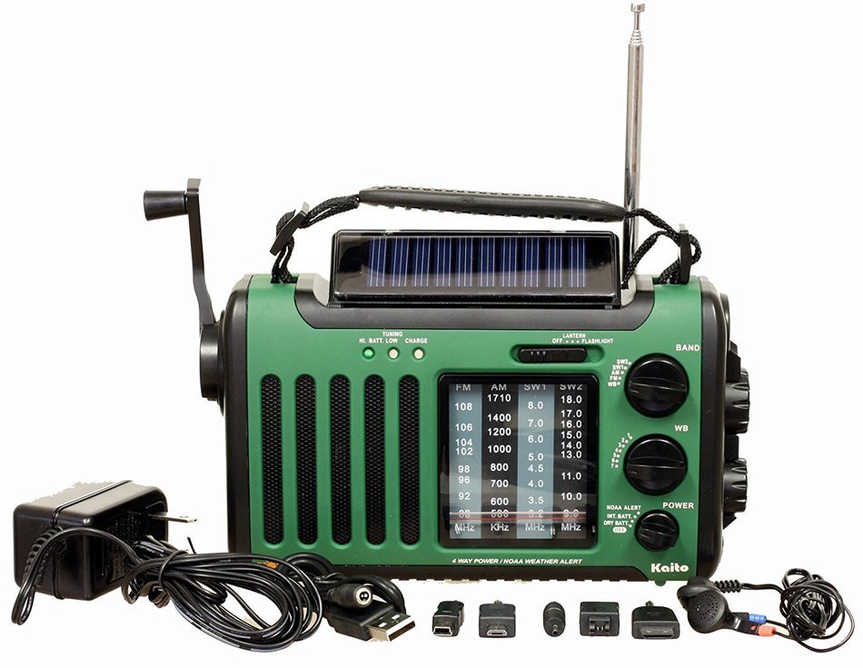 Kaito Voyager Solo KA450 Solar/Dynamo AM/FM//SW & NOAA Weather Emergency Radio with Alert & Cell Phone Charger... N4