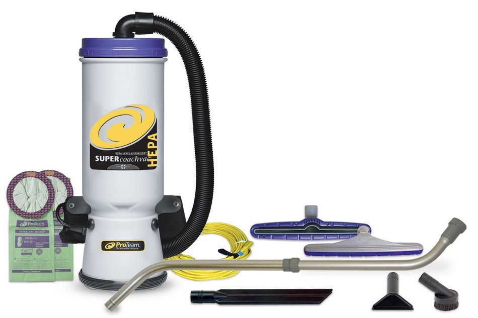 ProTeam Backpack Vacuums Super CoachVac HEPA Commercial Backpack Vacuum Cleaner with Versatile Tool Kit & Telescoping...