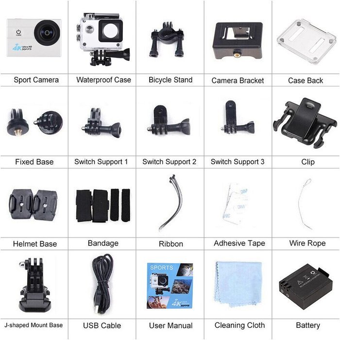 Andoer 2.0" LCD Wifi Action Sports Camera Ultra HD 16MP 4K 30FPS 1080P 60FPS 4X Zoom 170 Degree Wide-Lens Support... N6