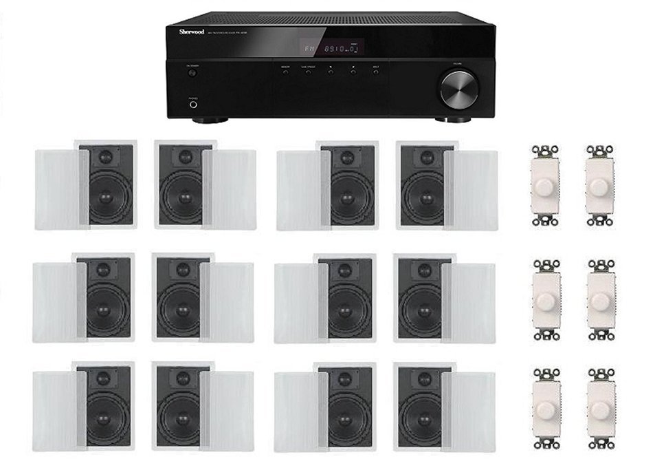 Distributed Home Audio Whole House Sound System- Inwall Speakers and Wall Volume Controls for 6+ Rooms
