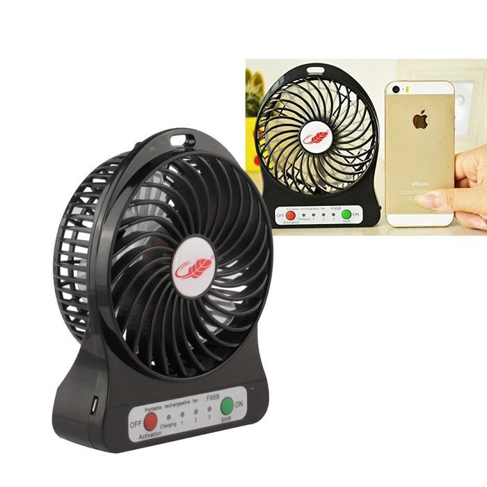 Rasse&reg; FB96 4-inch Portable USB Fan with 2200MAH Rechargeable Battery and Flashlight, for Traveling,Fishing,Camping...