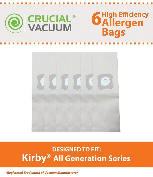 Crucial Vacuum 6 Paper Bags Fits All Kirby Generation, G3, G4, G5, G6, Ultimate G, Sentria, Diamond Edition, Replaces...