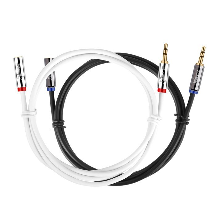 Starise 2 Pack Aux Cable Male to Female 2 Feet- 3.5mm Stereo Audio Extension Cable - Gold Plated Step Down Design... N13