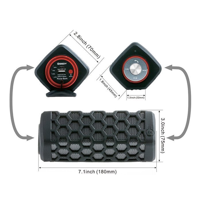 Portable Hi-fi Wireless Bluetooth Speaker Waterproof with Power Bank, Built-in 7000mAh Rechargeable Battery, 20... N19