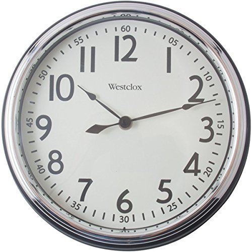 New WESTCLOX 32041AB 12" Round Vintage Kitchen Classic Clock, Black