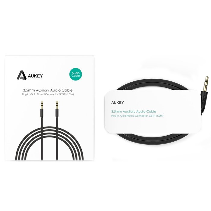 AUKEY Audio Cable, 3.5mm Premium Auxiliary Flat Aux Cable (4ft / 1.2m) for Headphones, iPods, iPhones, iPads,... N6