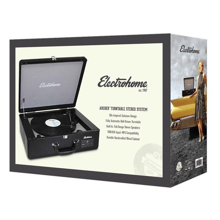 Electrohome Archer Vinyl Record Player Classic Turntable Stereo System with Built-in Speakers, USB for MP3s, Headphone... N17