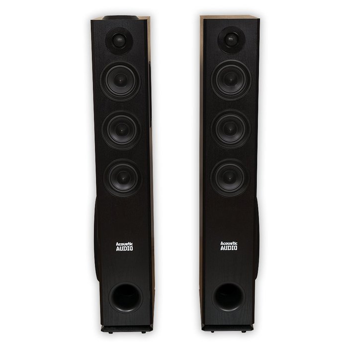 Acoustic Audio TSi550 Bluetooth Powered Floorstanding Tower Home Multimedia Speaker Pair and Mics TSi550M2