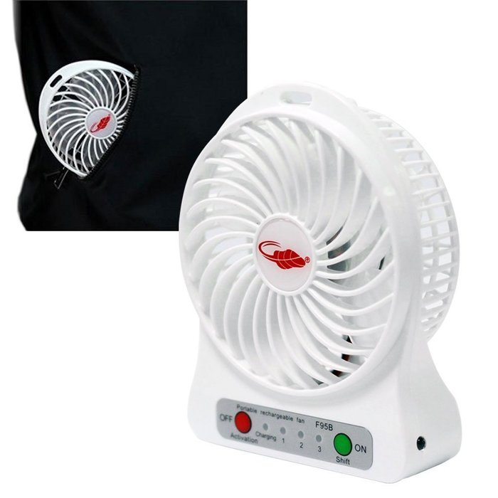 Rasse&reg; FB96 4-inch Portable USB Fan with 2200MAH Rechargeable Battery and Flashlight, for Traveling,Fishing,Camping... N3