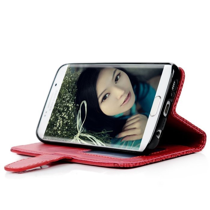 S6 Edge Case,Samsung Galaxy S6 Edge Case - Wallet Embossed Totem Flower Premuim PU Leather Snug Fit Soft TPU Inner... N11