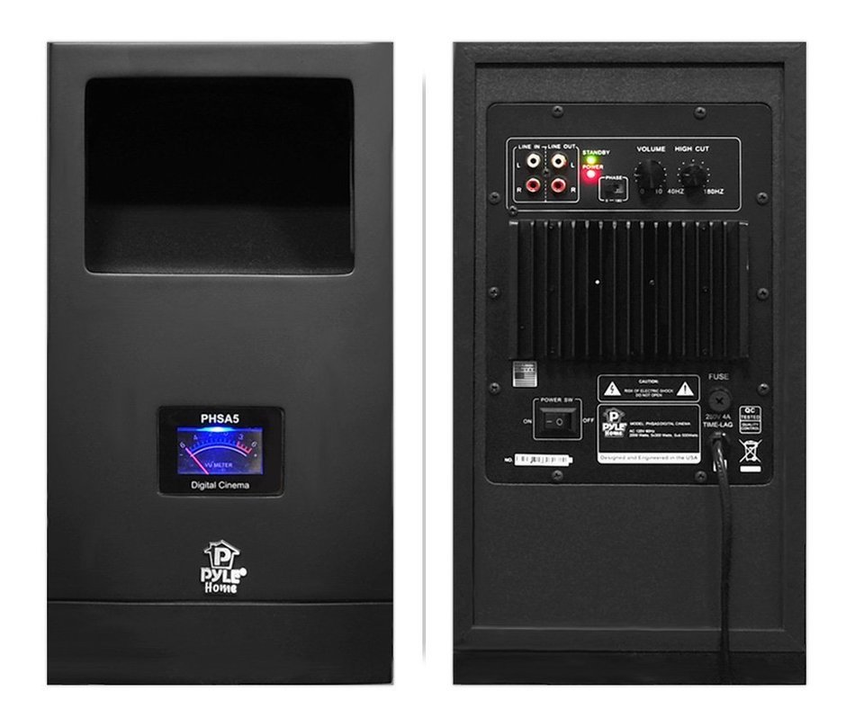 Pyle Home PHSA5 5.1 Home Theater System With Active Subwoofer and Five Satellite Speakers N2
