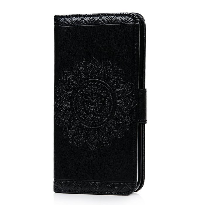 S6 Edge Case,Samsung Galaxy S6 Edge Case - Wallet Embossed Totem Flower Premuim PU Leather Snug Fit Soft TPU Inner... N13