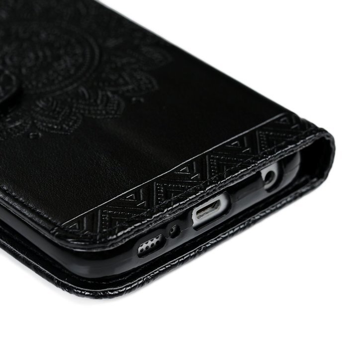 S6 Edge Case,Samsung Galaxy S6 Edge Case - Wallet Embossed Totem Flower Premuim PU Leather Snug Fit Soft TPU Inner... N14