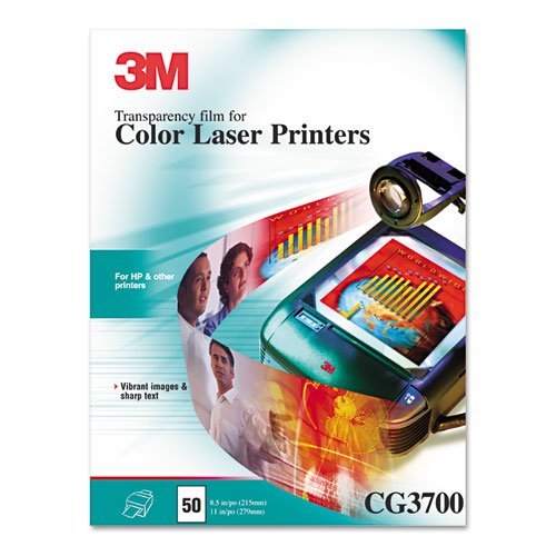 3M Color Laser Printer Transparency Film, Clear, Letter, 50/Box