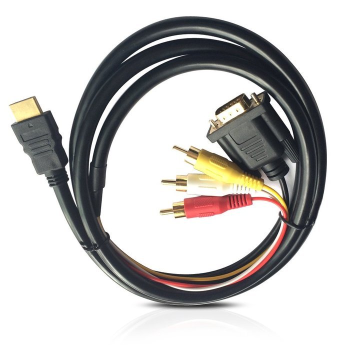 VAlinks(TM) 5 Feet 1.5M Gold HDMI to VGA 3RCA converter adapter cable for HDTV Satellite TV,RGB Component video... N5