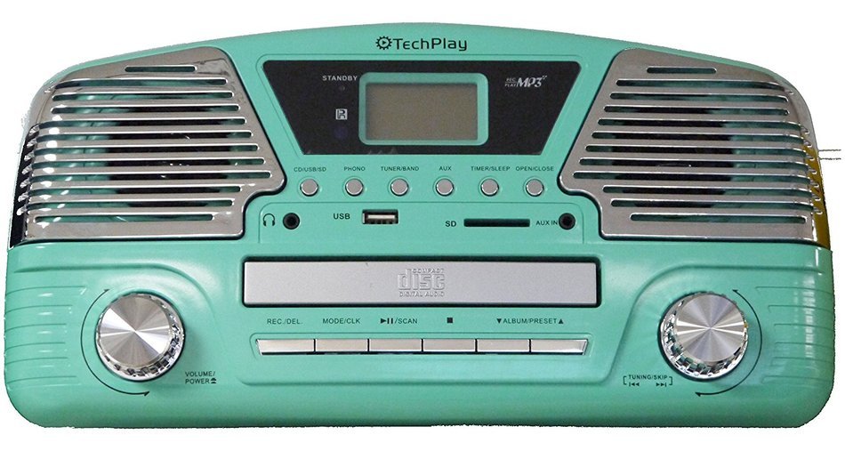 TechPlay ODC35 TR, 3 Spead turntable, programmable MP3 CD player, USB/SD, radio & remote control