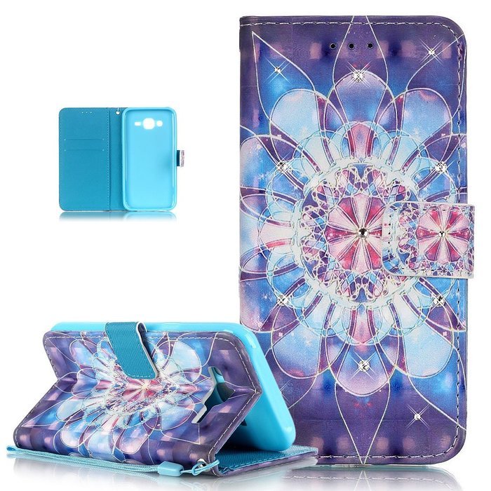 Galaxy J5 Case,ikasus Shiny Glitter Diamond Colorful Painted PU Leather Flip Wallet Pouch Stand Credit Card ID... N7