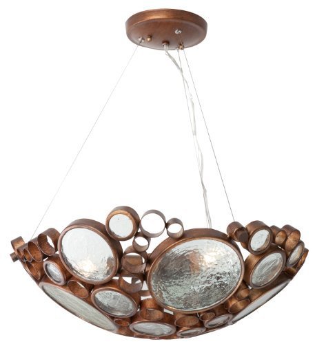 Varaluz 165P03HO Fascination Collection 3-Light Pendant, Hammered Ore Finish with Recycled Bottle Glass Shade,...