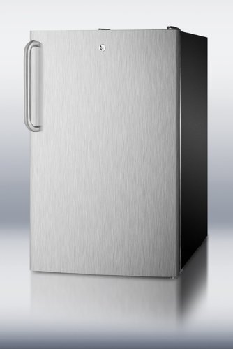 Summit FF521BL7SSTB: Commercially listed 20" wide counter height all-refrigerator, auto defrost with a lock, stainless... N2