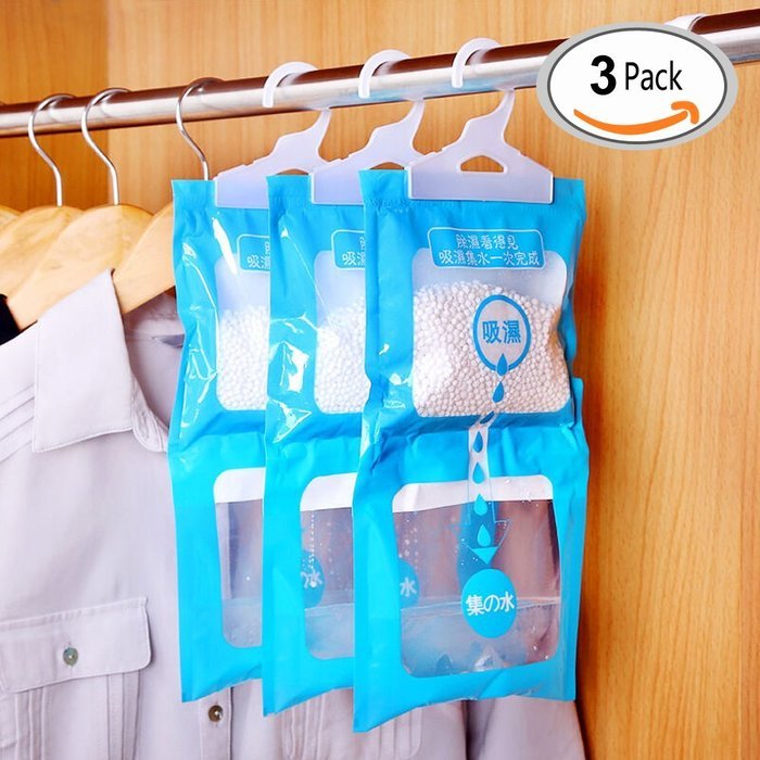 Travelmall 3 pack Kitchen Bathroom Closet Wardrobe Hanging Hygroscopic Dehumidifier bag Deodorizing Moistureproof... N2