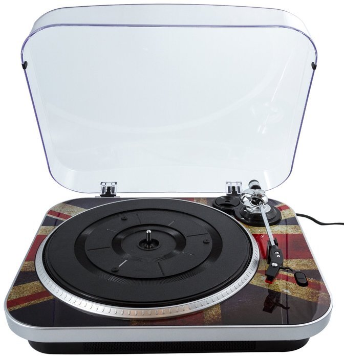 GPO Jam 3-Speed Stand Alone Vinyl Turntable with Built-In Speakers - Union Jack N2