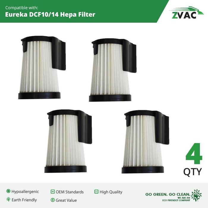 Eureka DCF-10 & DCF-14 Washable Filters - 4 Pack - Similar to Eureka Part # 62731, 62396 - Made by ZVac N2