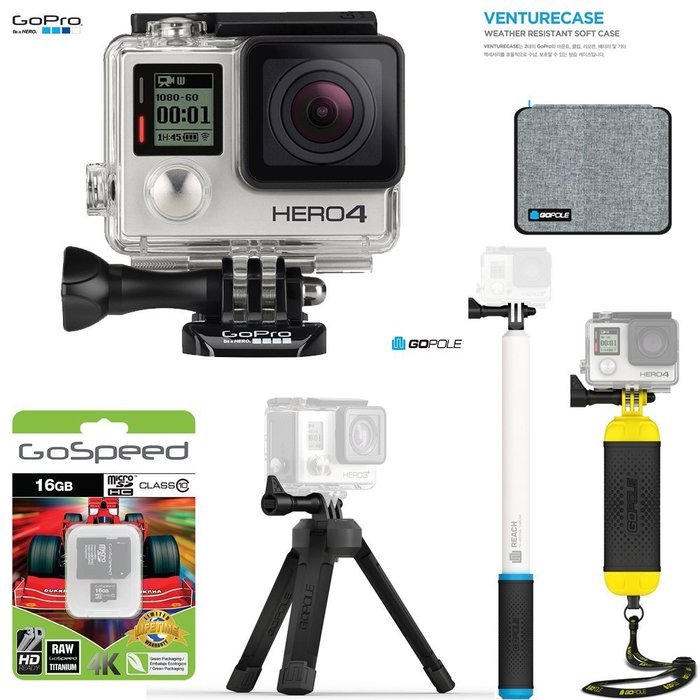 GoPro Hero4 Hero 4 12MP Full HD 4K 30fps 1080p 120fps Built-In Wi-Fi Waterproof Wearable Camera Black Adventure... N97
