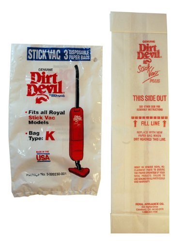 3 Genuine OEM Dirt Devil Royal Vacuum Bags Type K